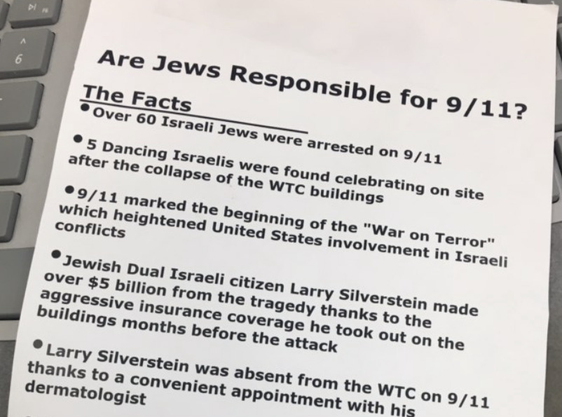 Part of the anti-Semitic flyer found at multiple locations in Novato (Photo/Courtesy Matt Elkins)