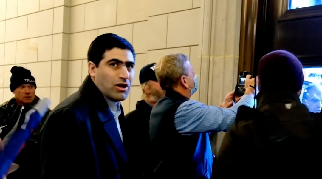 Elliot Resnick, then editor-in-chief of The Jewish Press, was among the group that breached the Capitol on Jan. 6, 2021. (Screenshot/YouTube via JTA)