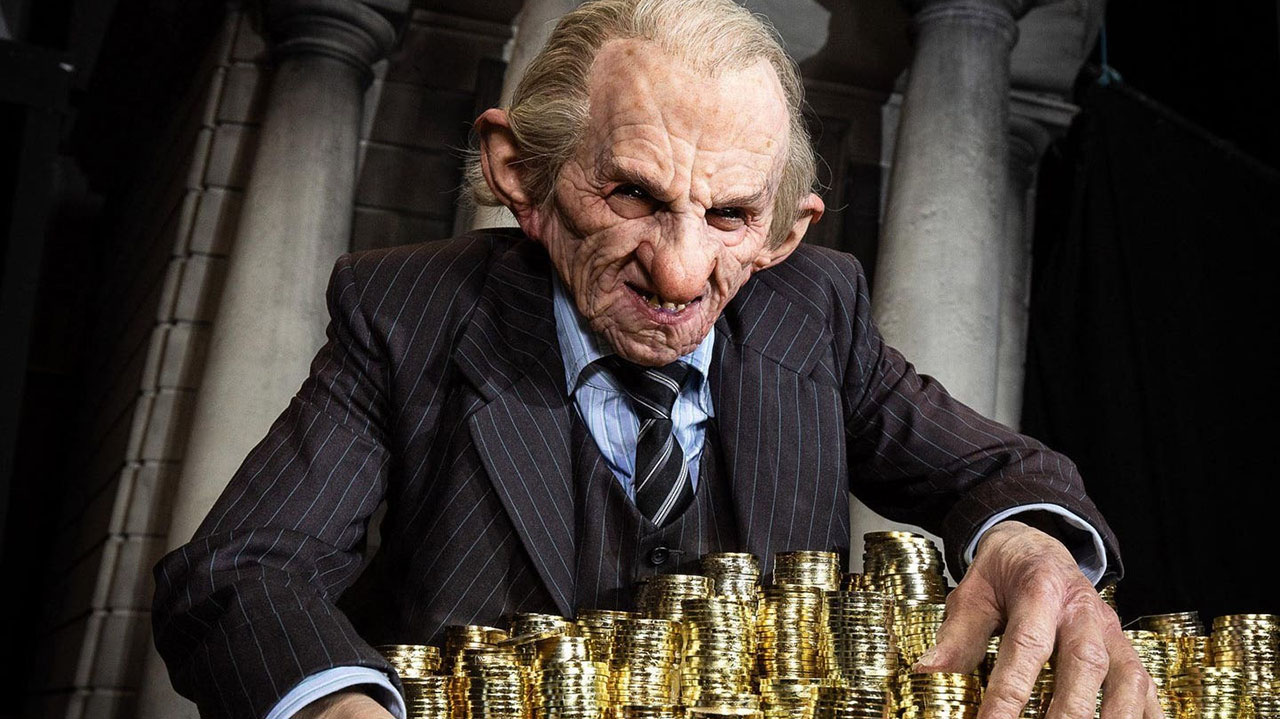 A promotional image of a goblin from the Harry Potter movie franchise.
