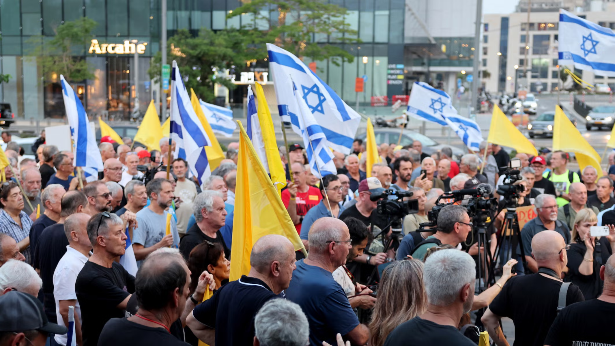 Crowd at a protest in Israel